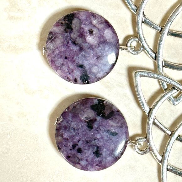 2/$20, Genuine Violet Charoite Celtic Trinity Sterling Silver Dangle Earrings - Picture 4 of 9